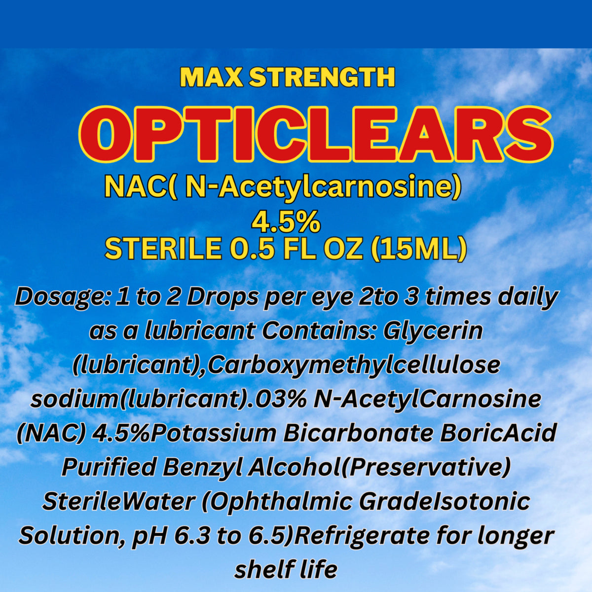 Cataract Eye Drops with 4.5% NAC, N-Acetylcarnosine 15ml Vial 2 pack!